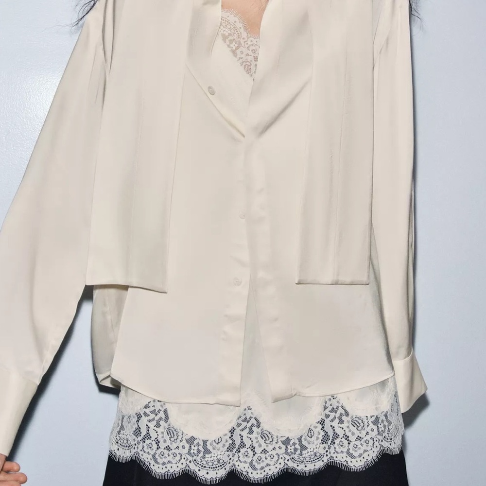 2 in 1 COMBINATION SATIN EFFECT BLOUSE ZW COLLECTION - Picture 2 of 11